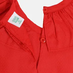 MINI KLUB Full Puffed Sleeves Solid Frill Detailed Top - Red image 5