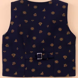 Mark & Mia Full Sleeves Nautical Theme Printed 3 Piece Party Suit with Bow & Hat - Navy Blue image 5