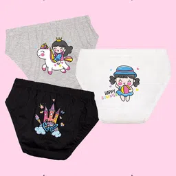 NUSYL Girls Pack Of 3 Printed Cotton Basic Briefs NUGCBRFPO3.0047-picture-25