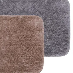 BIANCA Set Of 2 Brown & Grey Solid 1850 GSM Plush Anti-Skid Bath Rugs image 3