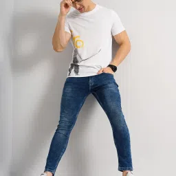 celio celio* White Regular Fit Printed Cotton Crew T-Shirt image 5