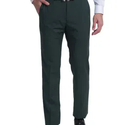 Raymond Dark Green Slim Fit Flat Front Trousers image 1