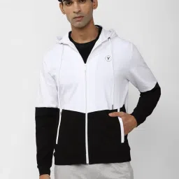 Van Heusen Flex White Slim Fit Colour Block Hooded Sweatshirt image 1