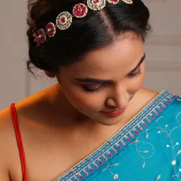 Panash Gold Plated Kundan Stone Studded & Pearls Beaded Matha Patti image 1