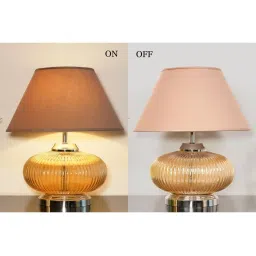 Kapoor Lamp Shades Amber & White Glass Maloto Luster Finish Cotton Shade Table Lamp image 5