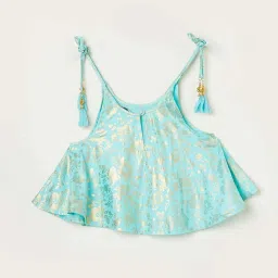 Melange by Lifestyle Kids Aqua Blue Printed Lehenga Cholis image 5