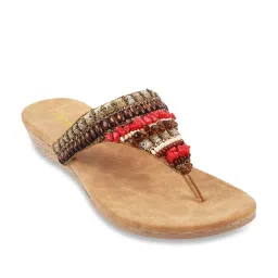 Metro Women's Antique Gold Thong Wedges image 1