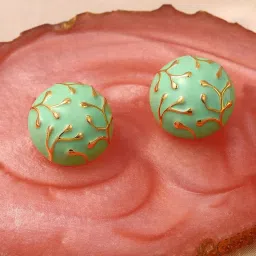 Sohi The Twig Green Stud Earrings for Women image 1