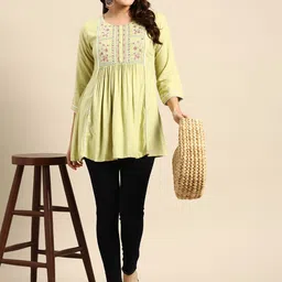 Sangria Floral Embroidered Longline Top image 3