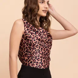 FableStreet Animal Print Cowl Neck Top image 3