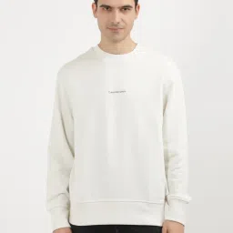 Calvin Klein Beige Cotton Relaxed Fit Printed Sweatshirt image 1