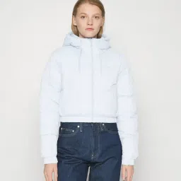 kotty White Solid Full Sleeves Puffer Jacket image 1