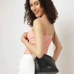 Fastrack Black Textured Medium Sling Handbag image 1