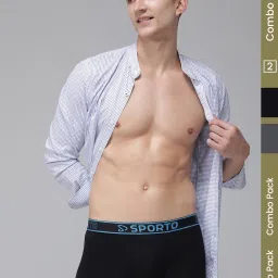 Sporto Black Cotton Regular fit Solid Trunk (Pack of 2) image 1