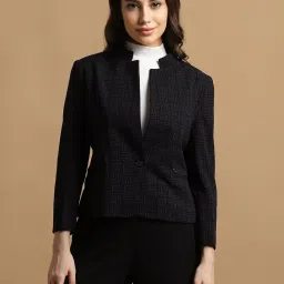 Allen Solly Black Cotton Printed Blazer image 1