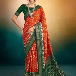 Saree Mall Orange Woven Saree With Unstitched Blouse image 1