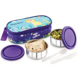 Magnus Purple & Silver Stainless Steel Lunch Box Set with Bag image 5