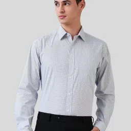 Raymond Blue Cotton Slim Fit Checks Shirt image 1