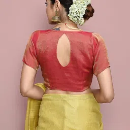 Elora Yellow Linen Saree With Unstitched Blouse image 5