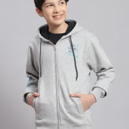 Monte Carlo Kids Grey Melange Printed Full Sleeves Sweatshirt image 1