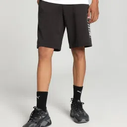 Puma Black Cotton Regular Fit Logo Printed Sports Shorts image 1
