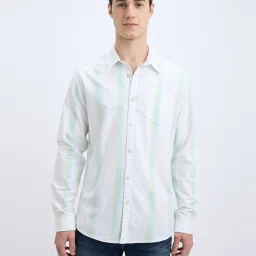 Pepe Jeans White Cotton Regular Fit Striped Shirt image 1