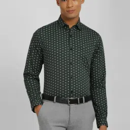 Allen Solly Green Cotton Slim Fit Printed Shirt image 1