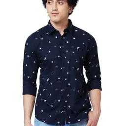 Spykar Blue Cotton Regular Fit Printed Shirt image 1