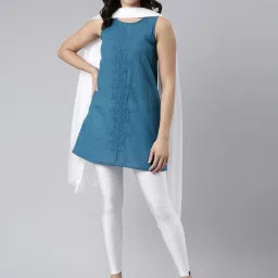 TWIN BIRDS White & Golden Plain Dupatta - Pack Of 2 image 5