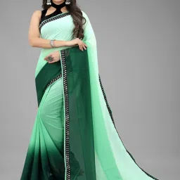 APNISHA Green Tie & Dye Saree With Unstitched Blouse image 1