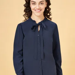 Annabelle by Pantaloons Navy Regular Fit Formal Shirt image 1