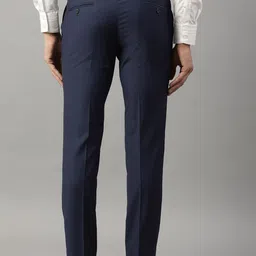 HARSAM Men Navy Blue Regular Fit Solid Formal Trousers image 4