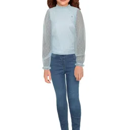 Allen Solly Junior Blue Cotton Striped Full Sleeves Top image 1