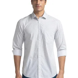 ColorPlus Grey Pure Cotton Tailored Fit Printed Shirt image 1