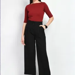Exude Black Plain Trousers image 1