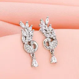 GIVA 92.5 Sterling Silver Dancing Peacock Drop Earrings for Women-picture-25