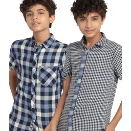 Under Fourteen Only Kids Multicolor Checks Reversible Shirt-image-27