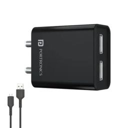 Portronics POR-1066 2.4A Dual USB Ports Charging adapter with 1M Micro Usb Cable (Black)-picture-8