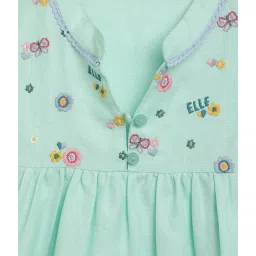 Elle Kids Green Embroidered Dress image 3