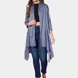 BUYNEWTREND Grey Striped Shrug image 1