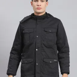 Monte Carlo Black Cotton Regular Fit Hooded Jacket image 1