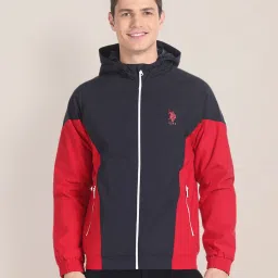 U.S. Polo Assn. Navy & Red Regular Fit Hooded Jacket image 1