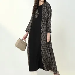 showoffff SHOWOFF Black Embroidered Kurta With Overcoat image 5
