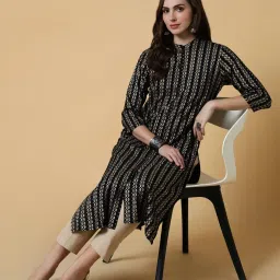 showoffff SHOWOFF Black Printed Straight Kurta image 5
