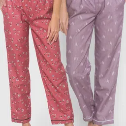 FashionRack Pack of 2 Brown & Purple Printed Lounge Pants-image-42