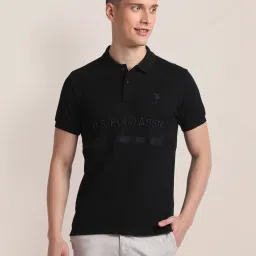 U.S. Polo Assn. Black Slim Fit Embroidered Cotton Polo T-Shirt image 1