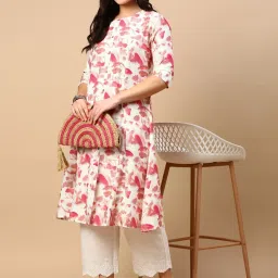 showoffff SHOWOFF White & Pink Printed Kurta image 5