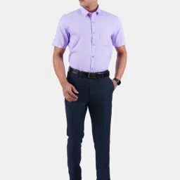 Ramraj Purple Cotton Regular Fit Self Pattern Shirt image 5