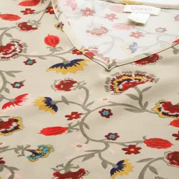 Qurvii Beige Floral Print Kaftan Dress image 5