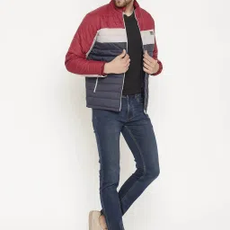 Duke Navy Blue & Maroon Regular Fit Quilted Jacket image 5